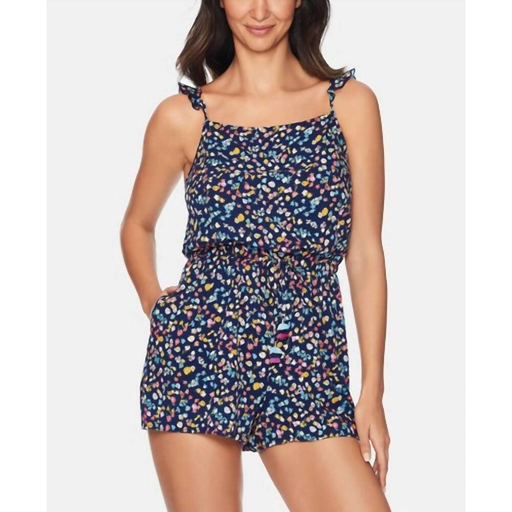 NEW VERA BRADLEY wildflower ditsy sunny romper cover up in navy blue